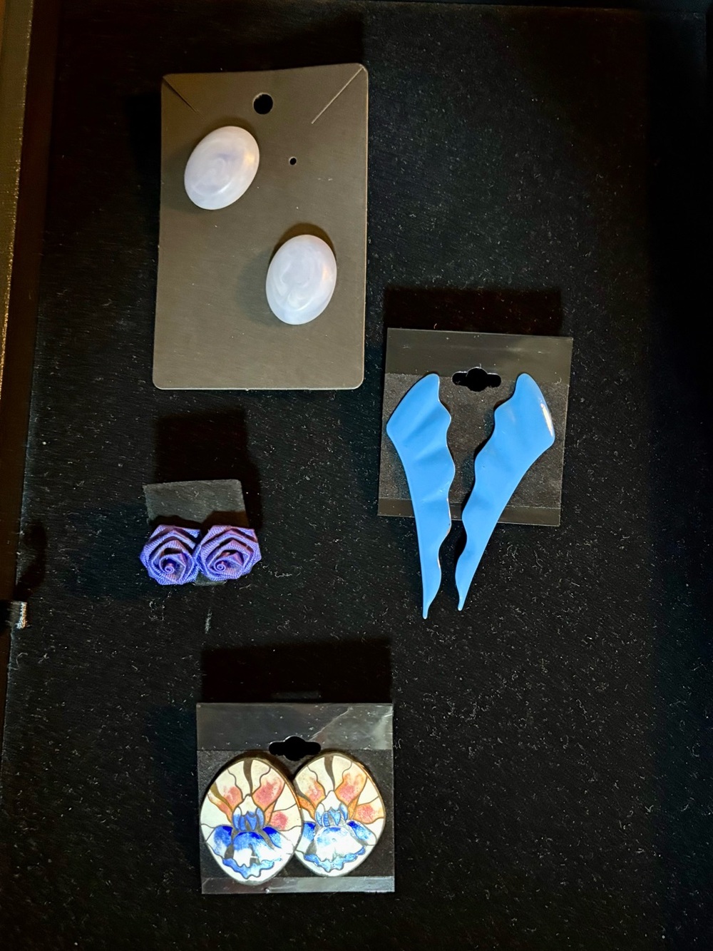 Assorted Women's Blue and Purple Fashion Earrings - Unbranded